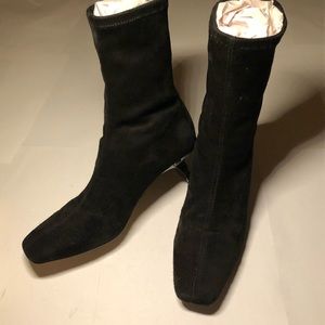 MIISTA Black Suede Sock Boots, US7.5/EU38